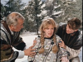 Paganel and John help Mary after a snowy tumble.