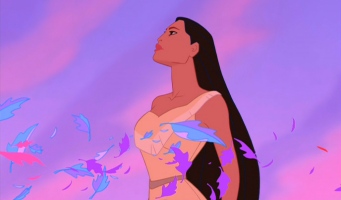 Pocahontas in a scene from the film. For the 10th Anniversary Edition, "Pocahontas" underwent drastic digital remastering.