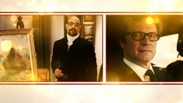 The Gambit Blu-ray's menu montage gives the illusion of Harry Deane (Colin Firth) sizing up his German rival (Stanley Tucci).