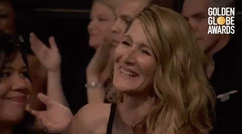 Laura Dern might very well have reason to be this happy at the Golden Globes come January.