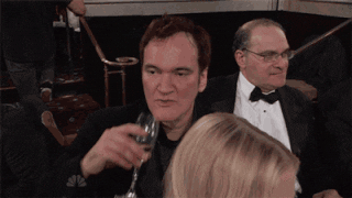 Quentin Tarantino shows off his fine acting chops with this belabored spit take at a past Golden Globes ceremony.