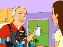 Grandpa Charlie takes to Gutterball, an unusual-looking animal that is not a dog.