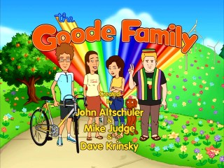 "The Goode Family" title logo features a Goode Family pose.