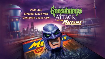 The 16x9 main menu screen for the Goosebumps: Attack of the Mutant DVD.