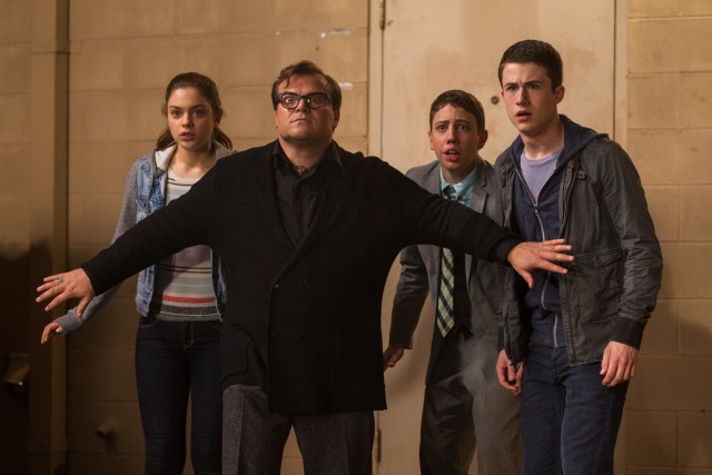 R.L. Stine (Jack Black) sort of protects three teenagers (Odeya Rush, Ryan Lee, and Dylan Minnette) from the demons of his fiction in "Goosebumps."