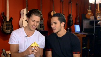 Aaron Tveit and castmate use a fortune teller to answer "When Was Your First..." personal questions.