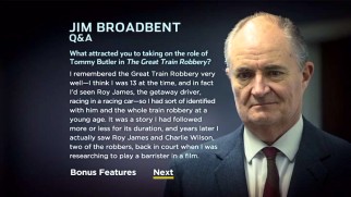 The Great Train Robbery's DVD provides around two hours of interviews, not including text ones with Jim Broadbent and fellow lead actor Luke Evans.