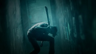 Green Room's Blu-ray menu adapts its theatrical poster art.