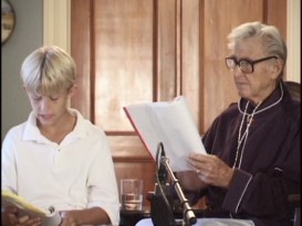 Lloyd Bridges reads The Giver's lines while a young relative performs Jonas in this 1990s Bridges family script reading.