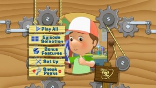 Handy Manny gives a thumb up at his fun and 16x9-enhanced Main Menu!