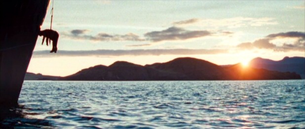 In what is probably the film's most striking shot, a victim of the titular spear conveys the madness of "Harpoon: Whale Watching Massacre."