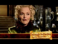 In costume minus the glasses, cast newcomer Miranda Richardson talks about her yellow journalist Rita Skeeter in the promotional TV special "The Adventure Continues."
