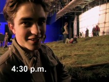 If this was filming in the winter, then Robert Pattinson is seen here around twilight in "Meet the Champions."