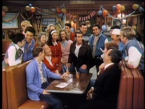 Fonzie's birthday gives the gang reason to remember recent experiences in the unsightly bonus-designated "Second Anniversary Show."