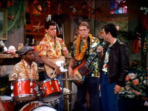 The presence of Negro drummer Sticks Downey (John-Anthony Bailey) may have lightened the turnout, but the Cunningham's Hawaiian luau party still looks like fun.