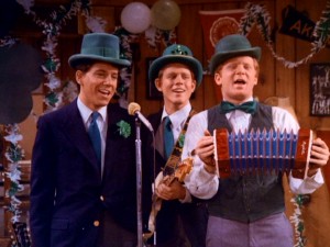 Arnold's favorite band -- Potsie Weber (Anson Williams), Richie Cunningham (Ron Howard), and Ralph Malph (Donny Most) -- takes on an Irish flavor for their performance at the Al O'Delvechio St. Patrick's Day Dance.