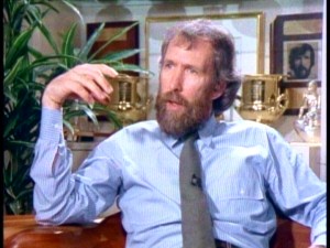 The late, great Jim Henson explains how he ended up in puppetry and children's entertainment, while a younger version of himself looks on from the wall.