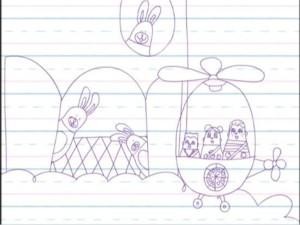 In one of many of Twinkle's far-fetched stories, the Higglytown Kids take Pizza Guy's helicopter to a bunny castle in the sky.