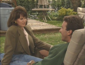 Jill and Tim share a moment together in the Taylor's backyard.