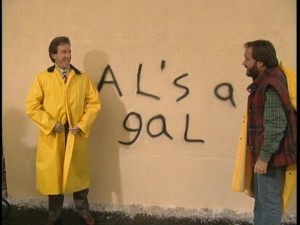 Witty graffiti is staged to test a removal procedure.