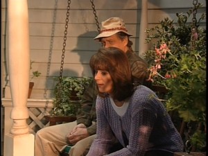 Wilson stays tactfully shrouded even when he crosses the fence, as he does here to console Jill in "The Longest Day."