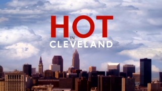 The title logo for "Hot in Cleveland" appears gradually to effect, over the Cleveland skyline.