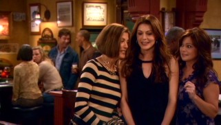 Victoria (Wendie Malick), Joy (Jane Leeves), and Melanie (Valerie Bertinelli) are excited by the Cleveland bar scene they discover in the pilot episode.