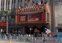 The historic El Capitan Theatre's marquee proclaims the day's featured lineup.