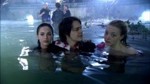 Megan Fox, Johnny Simmons, and Amanda Seyfried share each other's thoughts and company on (or, rather, in) the set for "Jennifers Body: The Dead Pool."