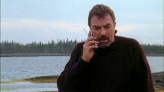 Can you hear me now? Jesse Stone (Tom Selleck) gets a cell phone, but the dead zone that is his home requires him to venture outside to take and receive calls.