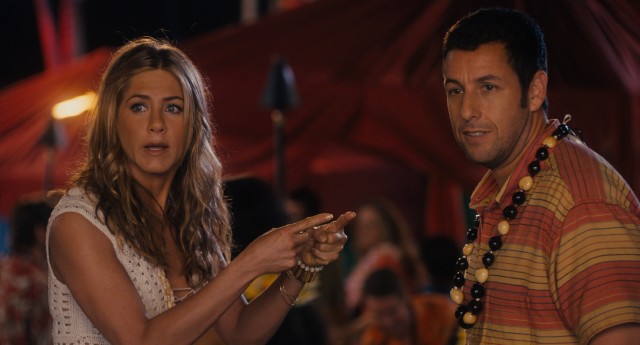 For reasons too complicated to explain here, plastic surgeon Danny Maccabee (Adam Sandler) and his assistant Katherine (Jennifer Aniston) pose as an unhappily married couple about to divorce but civil enough to share a Hawaiian vacation in the 2011 romantic comedy "Just Go With It."