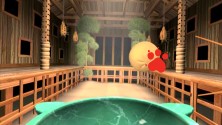 Use your remote control's arrows to defend against flying objects in Crane's game.