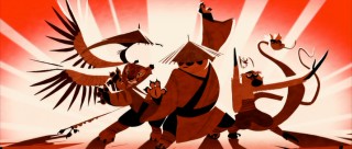 Pandas dream in 2-D, or at least that's what Po does at the start of "Kung Fu Panda" as he poses boldly with his heroes.