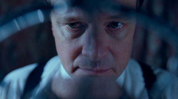 This shot through the microphone with which George VI (Colin Firth) is to address his kingdom is as inventive and cinematic as Tom Hooper gets.