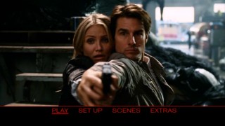 Cameron Diaz and Tom Cruise strike a classic action pose in the DVD's main menu montage.