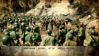 Soldiers gather on the Hacksaw Ridge DVD main menu.