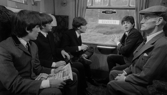 The Beatles wonder "Who is that little old man?" regarding Paul's "very clean" grandfather (Wilfrid Brambell).