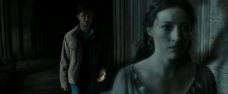 In the quest for Rowena Ravenclaw's diadem, Harry turns to her spectral daughter Helena (Kelly Macdonald).