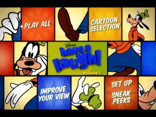 Gawrsh! The main menu chops Goofy into pieces.