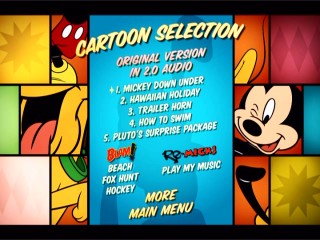 The Cartoon Selection menu almost fits all of the disc's contents, but requires a second page for the 5.1 sound edited versions.