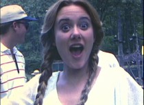 A recently hydrated Leah Lail (nurse Judy in the film) poses for the Super 8 camera.