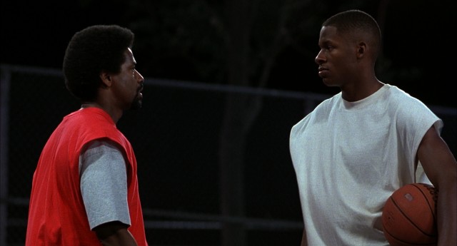 Estranged father (Denzel Washington) and son (Ray Allen) square off in Spike Lee's 1998 basketball drama "He Got Game."