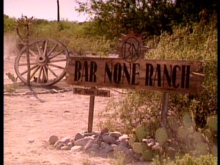 Bar None Ranch is home to Bar None Lodge as the signage of this oft-used establishing shot indicates.