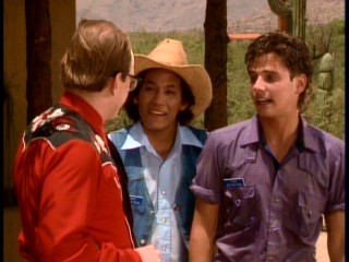 Danny (Joe Torres) and Ted (David Lascher) explain breaking in clothes to Bar None's gullible new owner in the very first episode of "Hey Dude."