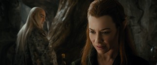 Tauriel (Evangeline Lilly) senses attraction from both an elf above her and a dwarf beneath her.