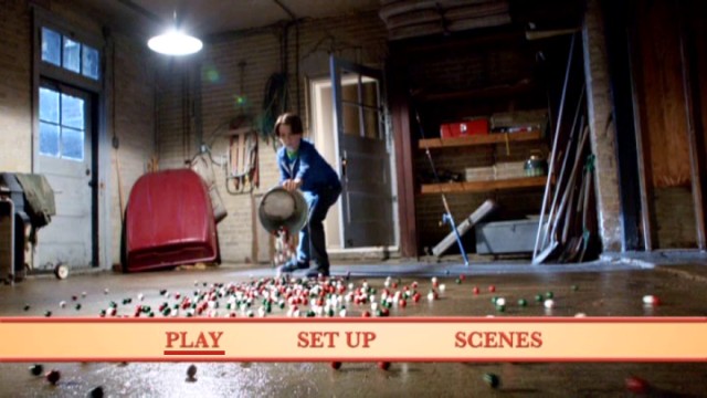 Finn Baxter protects his house with gumballs and such on the "Home Alone: The Holiday Heist" DVD main menu montage.