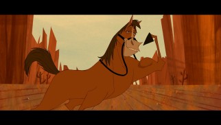 Buck daydreams in the scope aspect ratio of Sergio Leone, flexing his muscle like the hero he believes himself to be.
