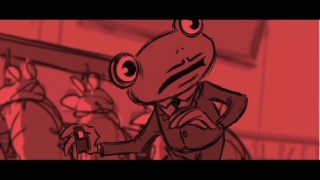 HEA head Nicky Flippers reacts with panic to a Code Red situation in the shorter of two storyboard sequences.