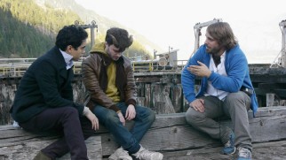 Alexandre Aja directs Max Minghella and Daniel Radcliffe on the set of "Horns."