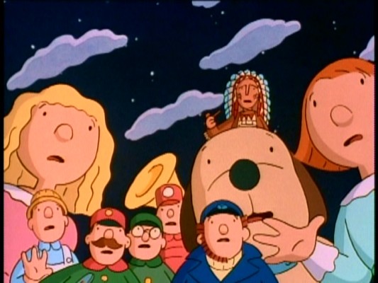 Half-bearded sea captain Skipper and his fellow playthings are surprised to see the real, large Blue Arrow coming their way in "How the Toys Saved Christmas."